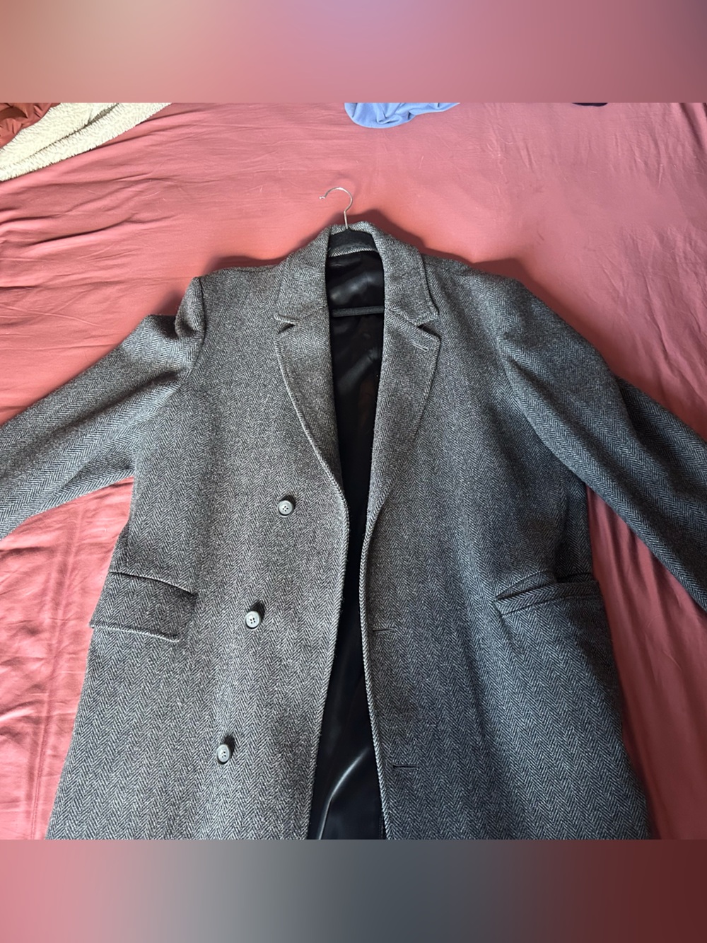 London Fog Herringbone Wool Overcoat